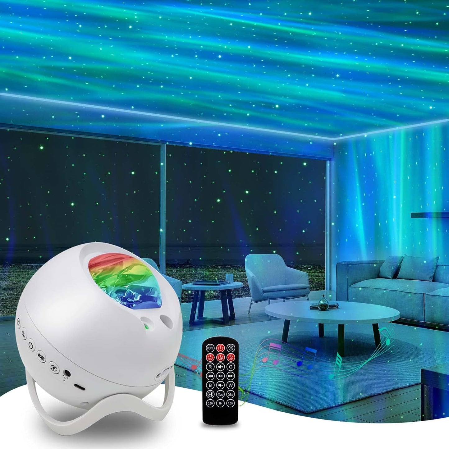 Star Projector,Northern Lights Projector,With Bluetooth Speaker, White Noise, Remote Control,Night Light,For Game Room, Adults, Family Gatherings,Galaxy Projector Bedroom