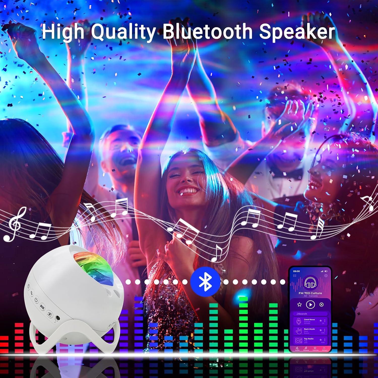 Star Projector,Northern Lights Projector,With Bluetooth Speaker, White Noise, Remote Control,Night Light,For Game Room, Adults, Family Gatherings,Galaxy Projector Bedroom